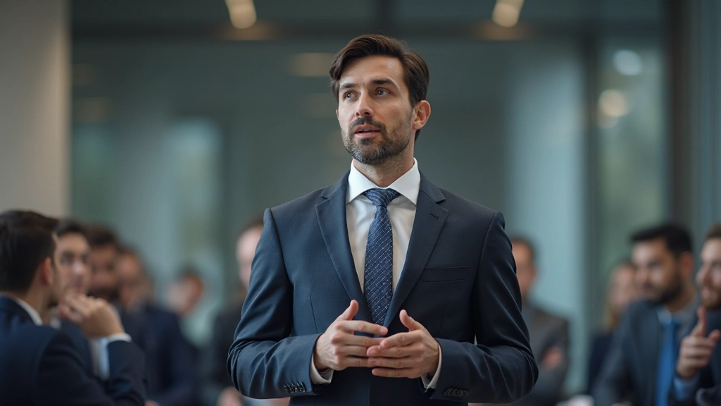 Успешный бизнесмен проводит деловую встречу с партнером в офисе, профессиональная атмосфера