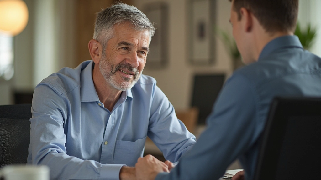 Менторская встреча: опытный профессионал обучает молодого сотрудника в офисной среде